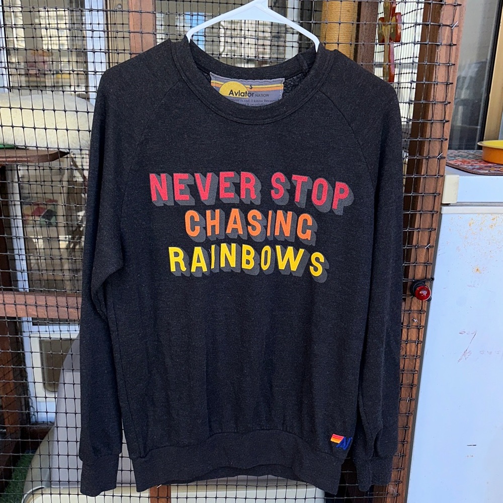 Aviator Nation Rainbow Gray Crewneck